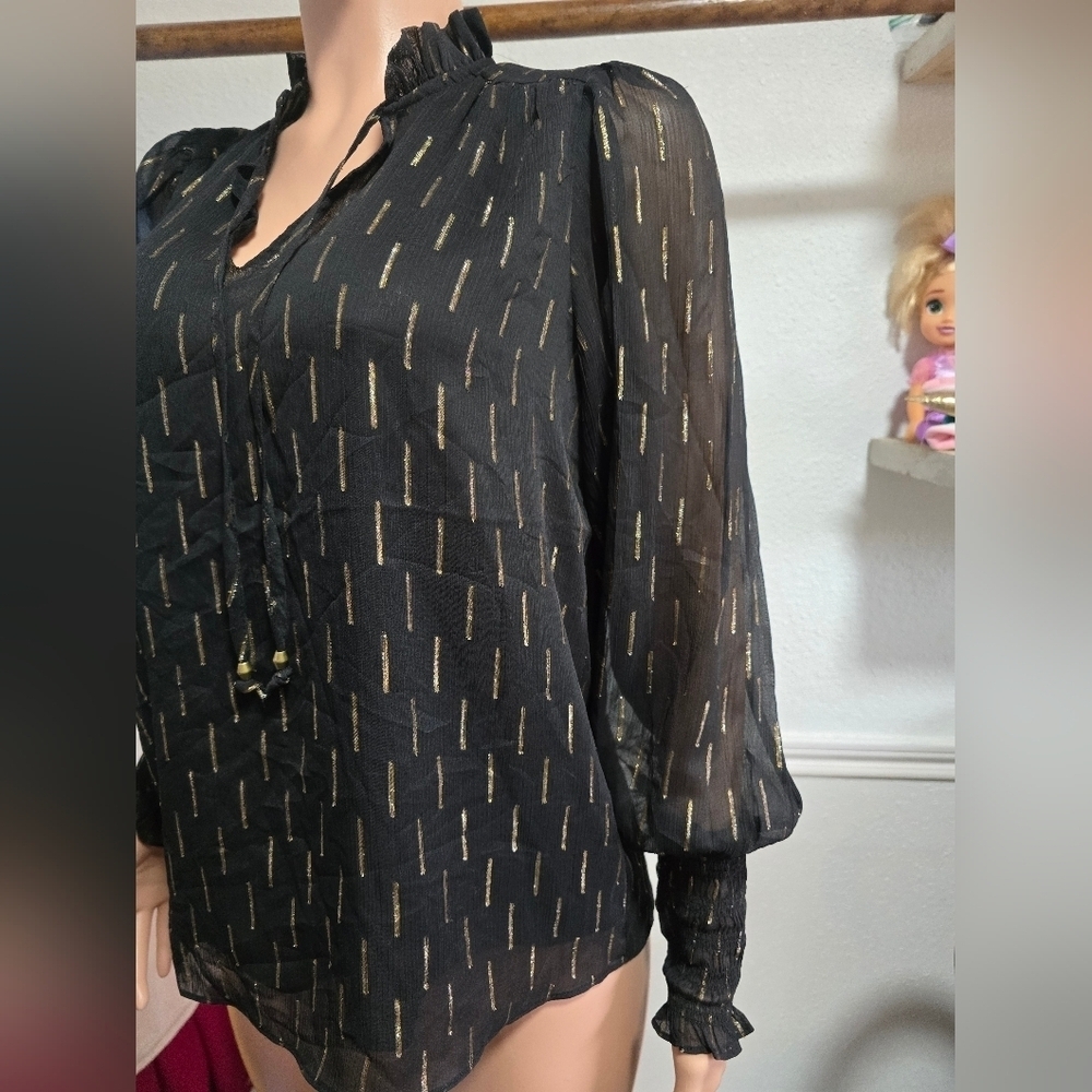 Elegant Black and Gold Women's Top - Picture 2 of 5